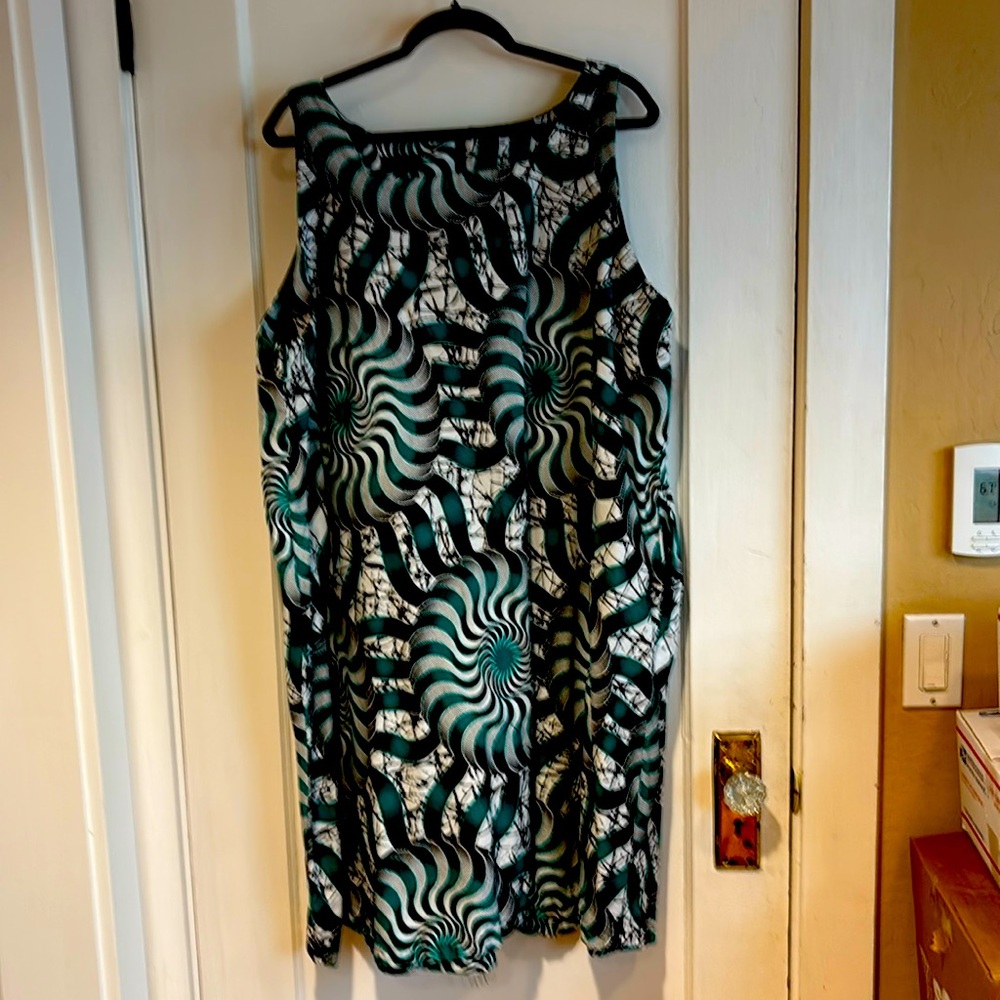 Ray Darten 100% African print 100% cotton sleeveless midi dress. 3X